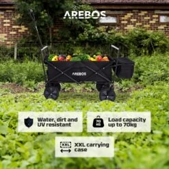 AREBOS Handwagen Vouwbare Dak Handwagen Vouwbare Trolley Uitrustingswagen Zwart -Bo-Camp Winkel 1200x1200 941