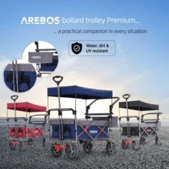 AREBOS Premium Steekwagen Met Dak Opvouwbare Tuinkar Handkar Bolderkar Blauw / Grijs 19 AREBOS Premium Steekwagen Met Dak Opvouwbare Tuinkar Handkar Bolderkar Blauw / Grijs -Bo-Camp Winkel 1200x1200 965