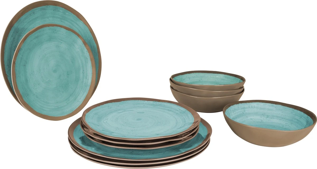 Bo-Camp Servies Halo - 12 Delig Melamine - Aqua 1 Bo-Camp Servies Halo - 12 Delig Melamine - Aqua