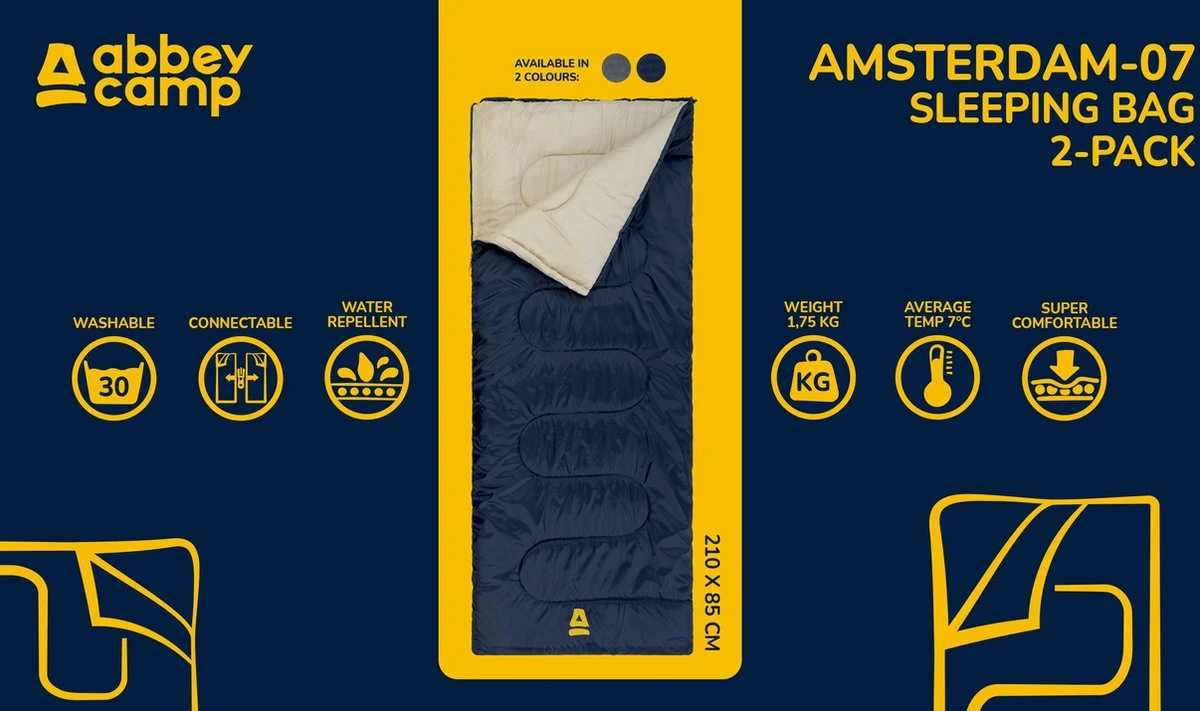 Abbey Camp Slaapzak Amsterdam - 2-pack - Dekenmodel - 210 X 85 Cm - Grijs 6 Abbey Camp Slaapzak Amsterdam - 2-pack - Dekenmodel - 210 X 85 Cm - Grijs - Afbeelding 6
