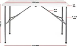 Toboli Klaptafel 120x60x74cm Campingtafel Wit; Bijzettafel, Inklapbare Tafel - Multistrobe -Bo-Camp Winkel 1200x721
