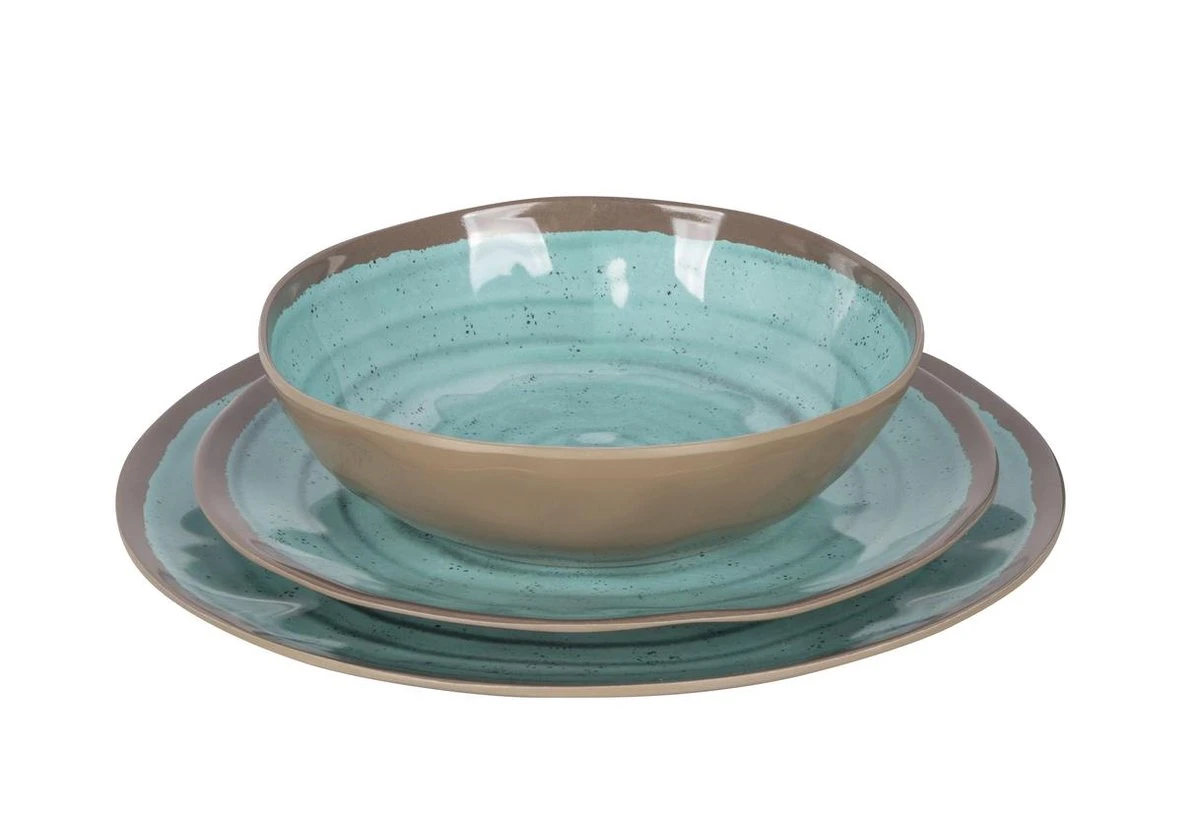 Bo-Camp Servies Halo - 12 Delig Melamine - Aqua 7 Bo-Camp Servies Halo - 12 Delig Melamine - Aqua - Afbeelding 7