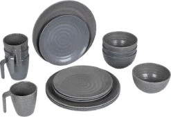 Bo-Camp Campingservies - 100% Melamine - 16-delig - Stone - Grijs -Bo-Camp Winkel 1200x820 5