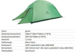 Cloud Up 1 Upgraded - Naturehike® - 1 Persoons Tent - Lichtgewicht Tent - Incl. Grondzeil - 210T 3000mm - Outdoor - Waterdicht - Hiking & Wandelen 21 Cloud Up 1 Upgraded - Naturehike® - 1 Persoons Tent - Lichtgewicht Tent - Incl. Grondzeil - 210T 3000mm - Outdoor - Waterdicht - Hiking & Wandelen -Bo-Camp Winkel 1200x830