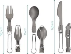 Navaris Campingbestek Van Titanium - Set Met Vork, Mes En Lepel - Inklapbaar - Bestekset Voor Onderweg - Inclusief Karabijnhaak En Bewaarzakje -Bo-Camp Winkel 1200x913 4