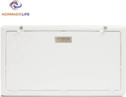 Merkloos NormadicLife® - Outdoor – Opklapbare Tafel - Eettafel – Tafel Voor Buitenkeuken - Caravan – Camper – Picknicktafel - Ingebouwd Ledlicht – Wit -Bo-Camp Winkel 1200x929