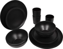 Bo-Camp Industrial - Servies - Orville - Campingbord - 16-delig - Mat Zwart -Bo-Camp Winkel 1200x938 1