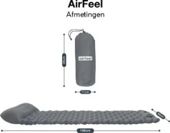 AirFeel Opblaasbaar Slaapmatje - Ingebouwde Pomp En Kussen - Lichtgewicht - 196 X 60 X 6cm - Gray -Bo-Camp Winkel 1200x939 4