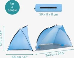 Navaris Windscherm Voor Het Strand - Zon- En Windbescherming Voor Drie Personen - Pop-up Speeltent Met UV- Bescherming - Beach Shelter Met Draagtas 13 Navaris Windscherm Voor Het Strand - Zon- En Windbescherming Voor Drie Personen - Pop-up Speeltent Met UV- Bescherming - Beach Shelter Met Draagtas -Bo-Camp Winkel 1200x940