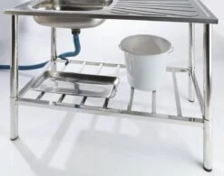 Camping/Outdoor Inox Tafel Met Gootsteen Lavabo En Kraan 100x77x50cm -Bo-Camp Winkel 1200x945