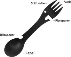 Luverno® - Spork - Incl. Bescherm Hoes - RVS - Bestek To Go - Reisbestek - Keukengadget - 5 In 1 Camping Bestek - Zwart -Bo-Camp Winkel 1200x969 1
