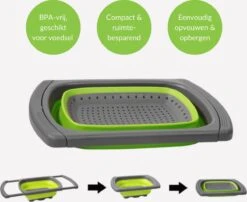 Buxibo - 3-Delige Keuken Vergiet Set Inklapbaar Groen/Grijs -Bo-Camp Winkel 1200x979 3