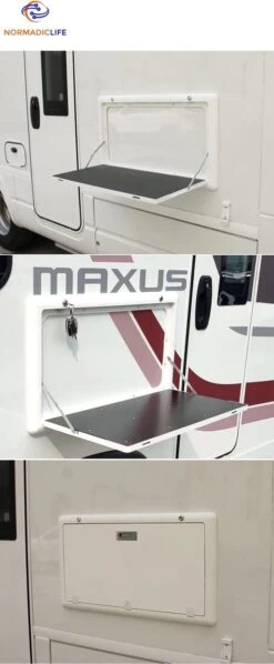 Merkloos NormadicLife® - Outdoor – Opklapbare Tafel - Eettafel – Tafel Voor Buitenkeuken - Caravan – Camper – Picknicktafel - Ingebouwd Ledlicht – Wit -Bo-Camp Winkel 496x1200