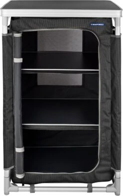 Campart Campingkast CU-0719 – Opvouwbaar En Verstelbaar - 4 Verstelbare Poten - 3 Lagen - Aluminium Frame - Grijs -Bo-Camp Winkel 753x1200