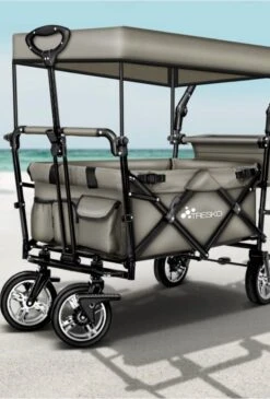 Wildebeest Bolderkar Opvouwbaar Grijs - Bolderwagen Met Kinder Zitje - Bolderkarren - Handkar Grijs - Opvouwbaar Transportwagen - Transportkar - Handkar Tuin Trolley Met Dak Transport Trolley XXL -Bo-Camp Winkel 812x1200 1